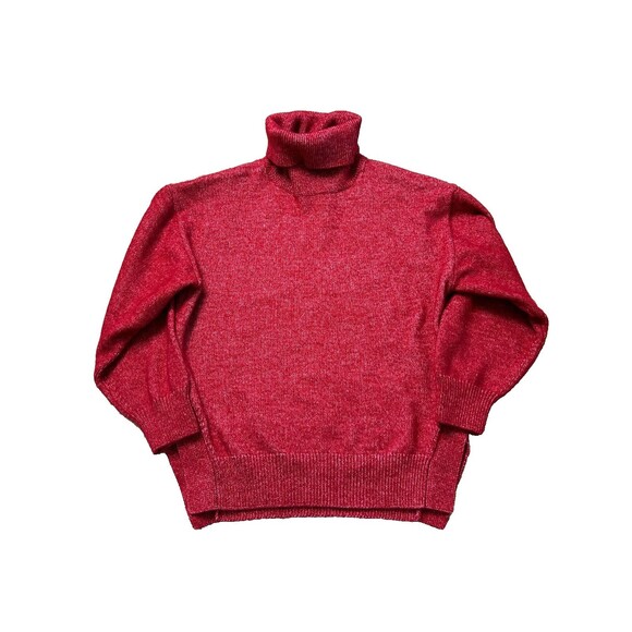 Woolen Bloom Women's Sweater Medium Red Ribbed Turtle Neck 8% Australian Wool - Picture 1 of 7